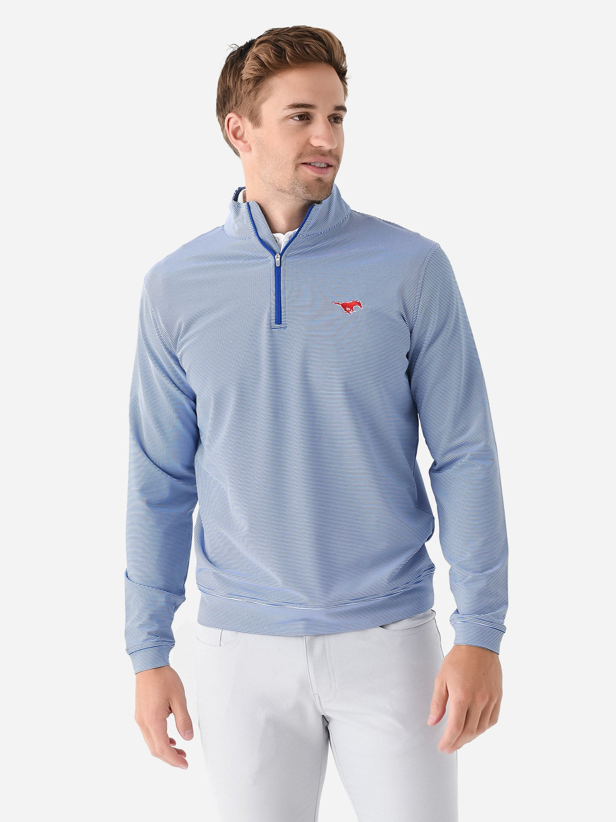 Peter Millar Collegiate Men's Perth Mini Stripe Performance Quarter-Zip