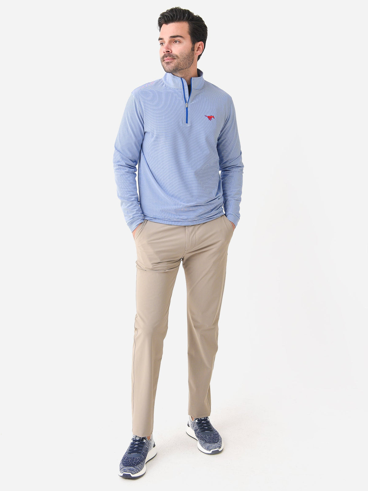 Peter Millar Collegiate Men's Perth Mini Stripe Performance Quarter-Zip