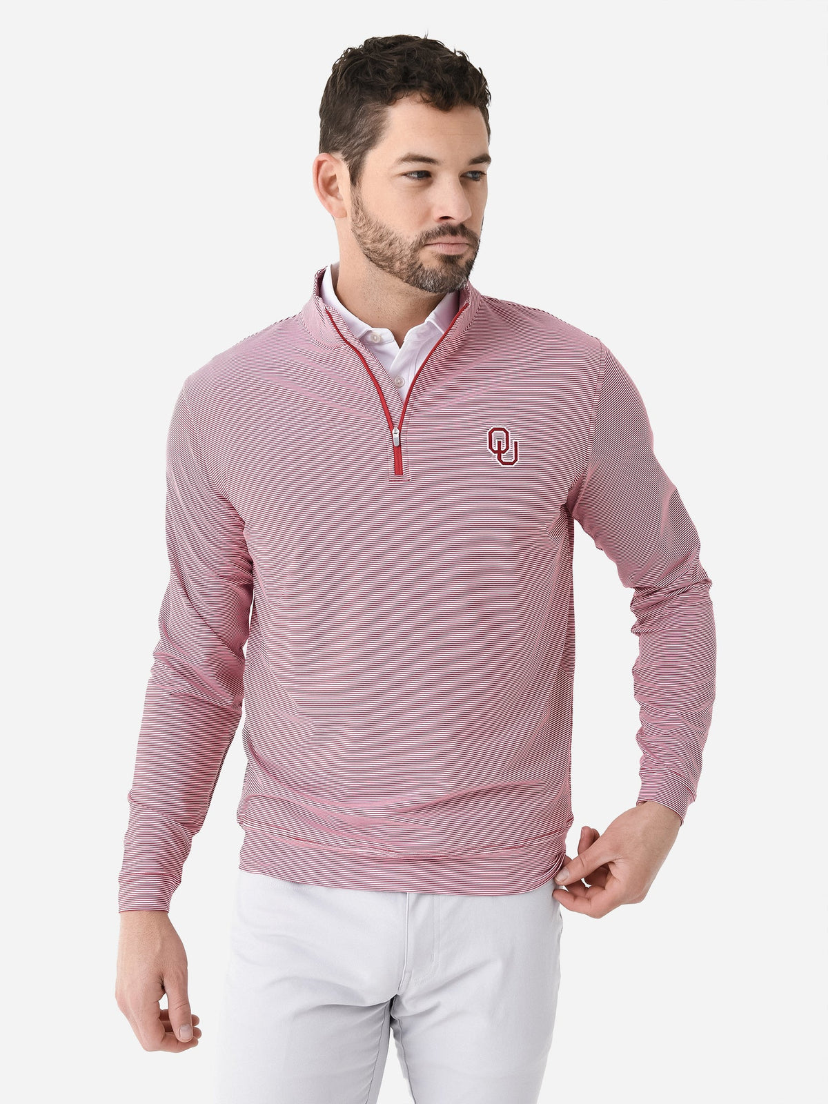 Peter Millar Collegiate Men's Perth Mini Stripe Performance Quarter-Zip