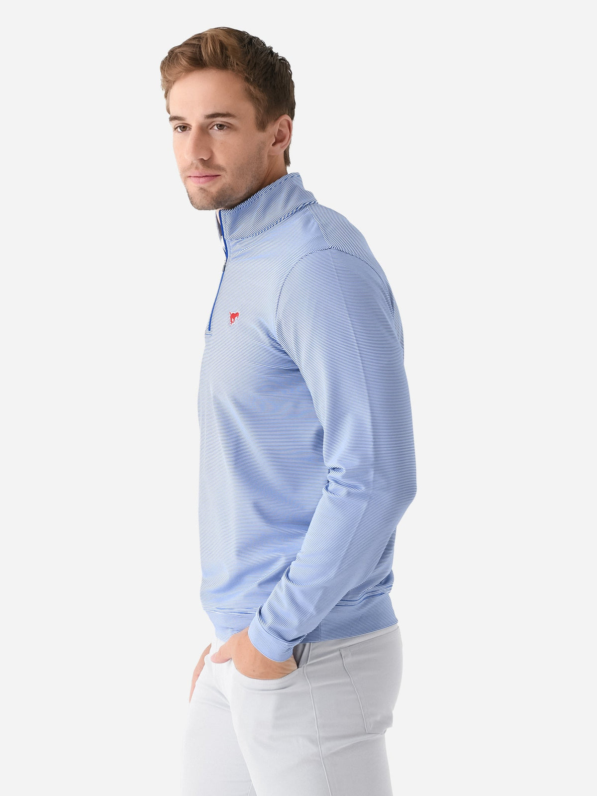 Peter Millar Collegiate Men's Perth Mini Stripe Performance Quarter-Zip