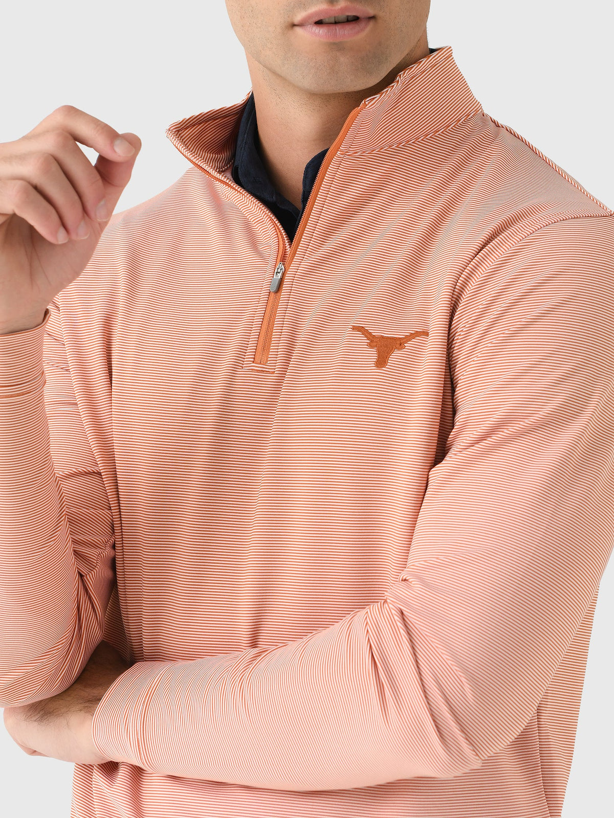 Peter Millar Collegiate Men's Perth Mini Stripe Performance Quarter-Zip