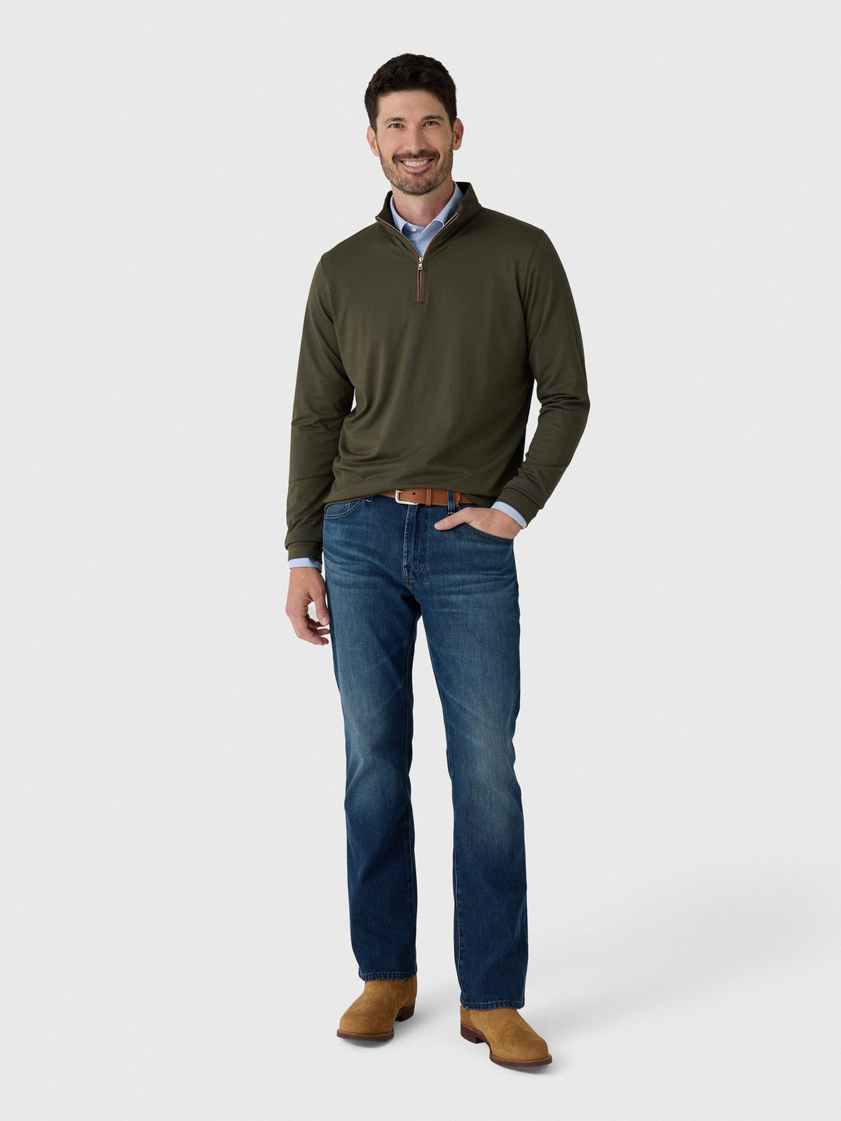 Peter Millar Crown Crafted Men's Albatross Cotton-Blend Piqué Quarter-Zip