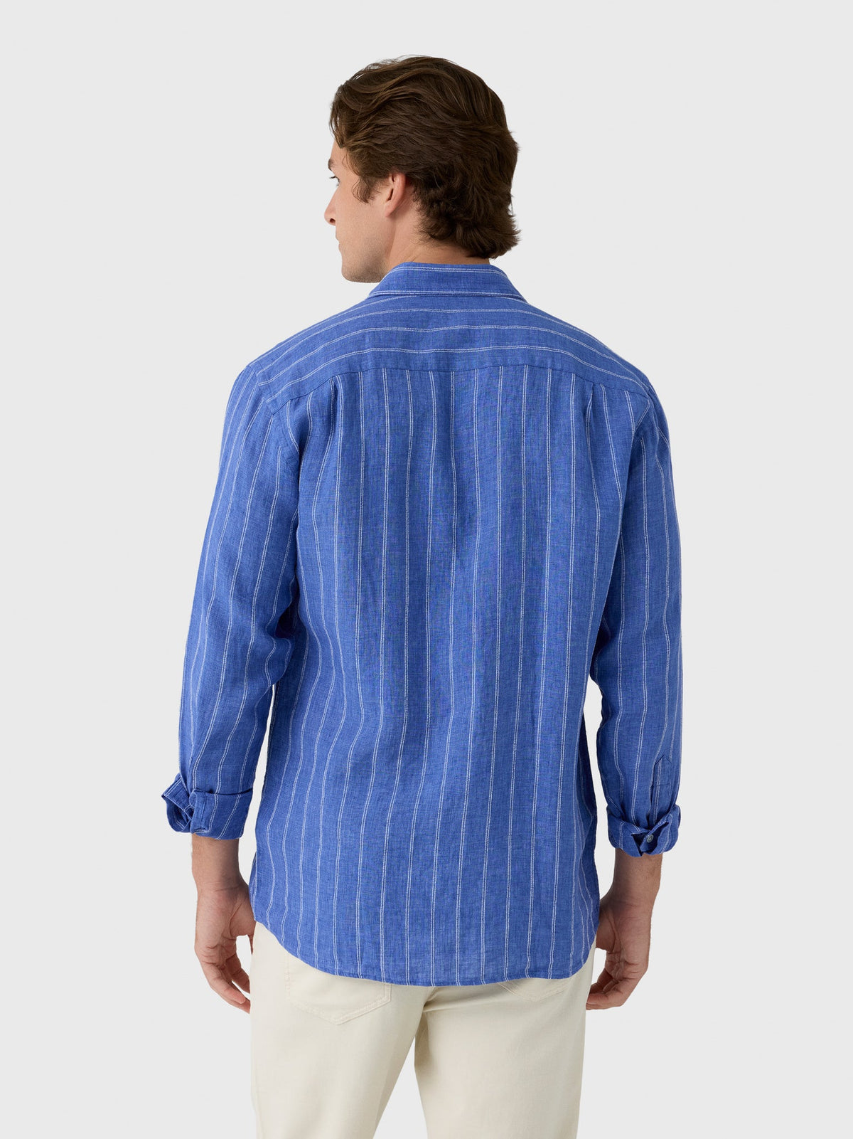 Peter Millar Crown Crafted Men's Astino Lino Pencil Stripe Sport Shirt